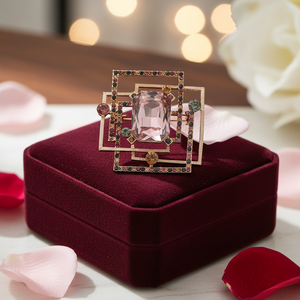 新しいヨーロッパ系アメリカンファッション、軽贅沢合金製スクエアブローチ、レディースレトロチェストフラワー、スーツドレスの襟、結婚式パーティー用 - Product Image 1