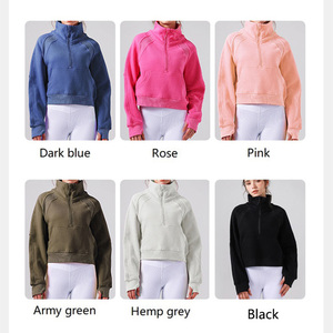Roregal Autumn Winter Thickened Warm Yoga Top Coat <strong>Jacket</strong> Stand-up Collar Fashion <strong>Half</strong> Zip Pullover Sweatshirt - Product Image 5
