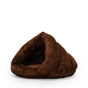 ที่นอนสัตว์เลี้ยงขนแกะอาร์กติกอบอุ่นในฤดูหนาวถุงนอนหนากึ่งปิดล้อมสไตล์คลาสสิกเตียงแมวที่มีรูปแบบของแข็ง - Product Image 2