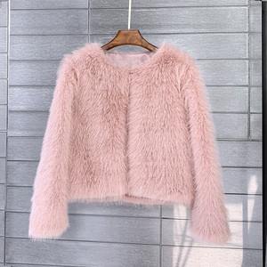 Blazer court en fausse fourrure respirant et chaud pour <span class=keywords><strong>femme</strong></span>, style coréen vintage, couleur unie, toutes saisons, nouveauté 2025 - Product Image 2