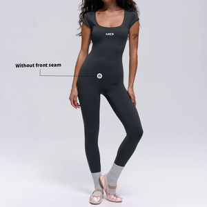 <span class=keywords><strong>Body</strong></span> personnalisé une pièce en nylon Spandex pour femmes Gym Workouts Jumpsuit Barboteuses à manches courtes Yoga Running Sports Bodys - Product Image 6