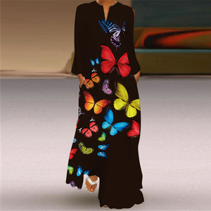 <strong>Sunflower</strong> Print <strong>Long</strong> Maxi <strong>Dress</strong> Women <strong>Long</strong> Sleeve V-Neck Beach <strong>Dress</strong> 3XL 4XL 5XL Vestido De Verano - Product Image 2