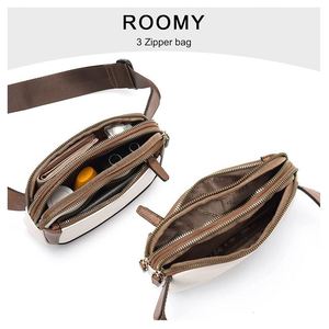 Wholesale Custom 3 Zipper Pu <b>Men</b> Travel Outdoor Fanny Pack Leather Crossbody Belt Bag Women Waist Bags - Product Image 5