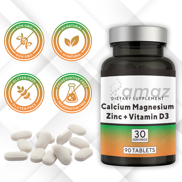 Amaz OEM/ODM Multi-Vitamin and Mineral Tablets D3 Bone Joint Supplements Calcium Magnesium Zinc Vitamin D3 Complex Tablet