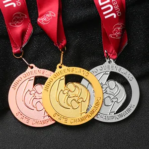 เหรียญโลหะคุณภาพสูงหล่อขึ้นรูปด้วยทองเงินทองแดงกังฟูคาราเต้เทควันโด Jiu Jitsu เหรียญยูโด3d เหรียญรางวัลตามสั่ง