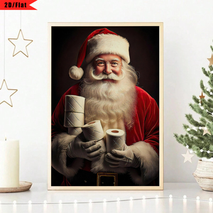 Póster Artístico de baño de Santa, impresiones artísticas de pared de vacaciones de Navidad humorísticas, regalo de baño divertido, rollos de baño, Base de soporte de lienzo impreso - Product Image 3