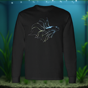 T-shirt à manches longues pour les amateurs de poissons Betta, design de poisson de combat siamois, thème d'aquarium - Product Image 3