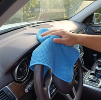 Serviette gaufrée en microfibre premium 300 GSM 40x40cm, haute densité, ultra absorbante, sans peluches, séchage rapide, chiffon de nettoyage pour vitres de voiture