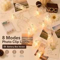 Guirlande lumineuse LED multicolore à piles avec 10 pinces, indice IP44, en plastique, 8 modes, pour chambre, fête et décoration cadeau