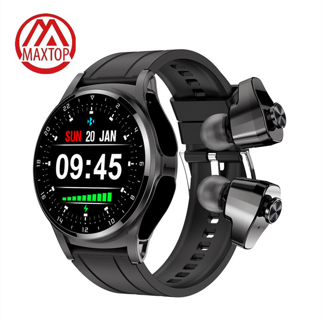 For 2-in-1 TWS Earbuds & Smartwatch with IP67 Waterproof DAFIT APP Heart Rate Monitor Fitness Tracker