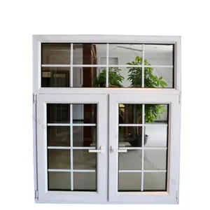 Desain kisi baru UPVC kaca tunggal Swing Out PVC Hurricane Casement Window