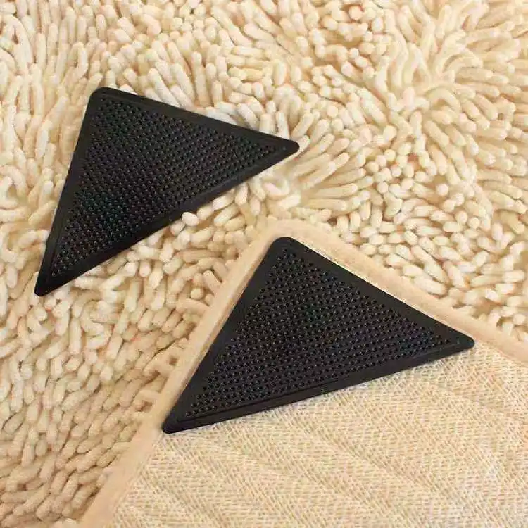 T206 Anti Slip Bedsheet Carpet Fixing Sticker Pad Fastener Rug Doormat Corner Bumper 4pcs Tri Stickers Floor Gripper