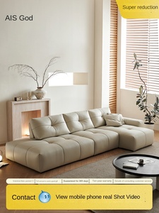 โซฟาหนังแท้รูปตัวแอล รุ่น One Seat PU Aishen Foshan Longjiang Time Increase Leather Line Monte สำหรับห้องนั่งเล่น - Product Image 1