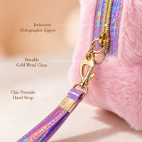 Pochette Cosmétique en Peluche Personnalisée, Sac de Maquillage Coréen Mignon, Trousse de Toilette Portable, Sac à Main Doux pour Femmes et Filles