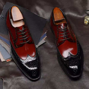 Chaussures habillées pour hommes en cuir pleine fleur cousues à la main, lacets, formelles, pour le bureau et les réunions de conseil d'administration - Product Image 4