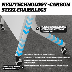Mesa de Escritório Móvel para Computador, Mesa Dobrável para Sala de Aula, Mesa de Conferência Portátil Moderna com Rodas - Product Image 3
