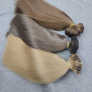 Toupet Cheveux Naturel Droit Soyeux Droite Vague Style Trame Extensions de Cheveux Machine Double Trame Texture Profonde - Product Image 4