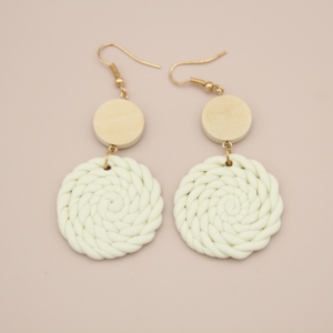 Jachon – boucles d'oreilles pendantes en argile polymère, boucles d'oreilles en poterie douce, Art créatif, tissage rond géométrique rétro - Product Image 6