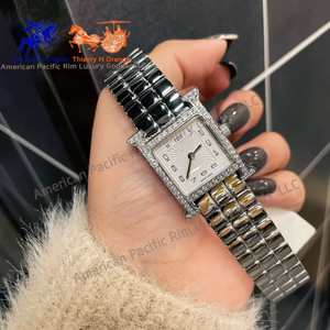 Reloj Cuadrado Plateado de Lujo Marca H, Personalizado, de Alta Calidad, con Movimiento de Cuarzo, Cristal de Zafiro, Esfera con Agujas, Resistente al Agua - Product Image 4