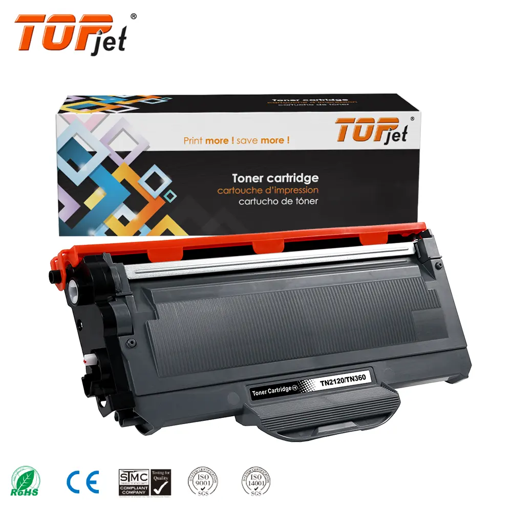 Topjet TN360 2120 TN2150 TN2125 TN2175 juego de cartuchos de tóner Mono Compatible para impresora Brother HL2140 2150N MFC 7440N