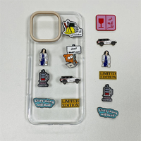 Broche autocollante moderne pour téléphone portable, en métal, émaillée, imprimée en typographie, pour décoration de coque ou badge