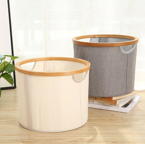 <span class=keywords><strong>Cesta</strong></span> de lavanderí<span class=keywords><strong>a</strong></span> plegable circular de bambú al por mayor para recoger toallas y ropa sucia - Product Image 4