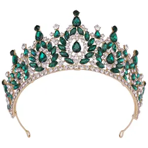 Coroa de cristal barroca de tamanho grande de alta qualidade, coroa de coroa de palácio, coroa de rainha, tiaras e coroas