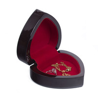 Boîte à bijoux en bois laqué en forme de cœur personnalisée, boîte cadeau en bois à charnière avec doublure en velours pour l'emballage de colliers et de bijoux