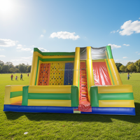 Mur d'escalade gonflable en PVC avec toboggan et montagnes, protection UV, capacité 1000 kg, installation facile