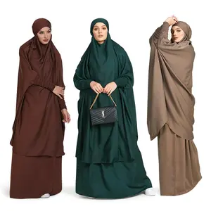 Custom Color Simple Classy 2 Piece Jilbab Prayer Set Wholesale Soft Nidha Muslim Prayer Abaya Dress