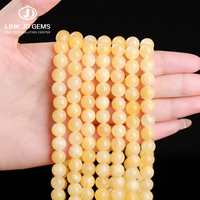 Perles de topaze jaune naturelle crémeuse, pierres rondes lisses, pierres brutes polies, cristal de jade pour bracelet bohème, bijoux DIY, lot