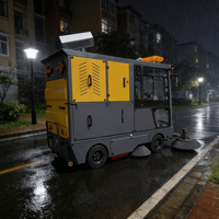 Machine de balayage industrielle pour l'extérieur, le jardin, la route et le sol, idéale pour le nettoyage des parkings et des feuilles, avec une conception de conduite facile à utiliser.