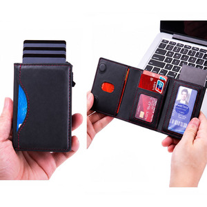 Premium Leather Magnetic Trifold <b>Wallet</b> RFID Blocking Pop Up Card <b>Holder</b> for Men with Strong Magnetic Back for iPhone Samsung - Product Image 1