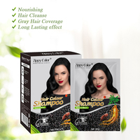 Shampoo colorant capillaire permanent noir Zippy Color Ginseng Argan Oil, sans ammoniaque, à base de plantes, couvrance longue durée des cheveux gris et blancs