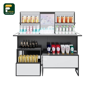 Elegante vitrina en blanco y negro, estantes espaciosos para exhibir cosméticos de belleza, productos para el cuidado de la piel en tiendas minoristas - Product Image 3