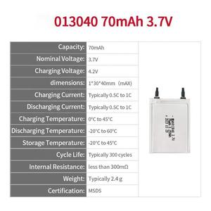 Bw 013040 thương hiệu 3.7V 70mAh Ouch <span class=keywords><strong>lithium</strong></span> có thể sạc lại Polymer ion di động gói pin cho người tiêu dùng thiết bị điện tử - Product Image 2