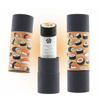 Boîte d'emballage en papier kraft jetable biodégradable de qualité alimentaire à quatre couleurs imprimées sur mesure sur le thème du sushi