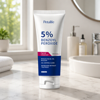 Nettoyant visage au peroxyde de benzoyle à 5 % Petalife, anti-acné, pour le contrôle du sébum, éclaircissant et blanchissant pour femmes