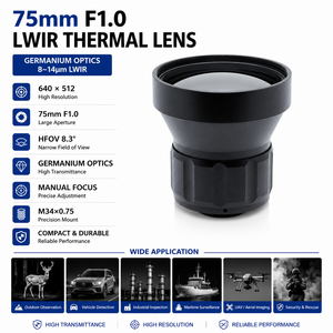 เลนส์ถ่ายภาพความร้อน LWIR แบบแมนนวลโฟกัส 75 มม. F1.0 640*512 12μm เจอร์เมเนียม M34*0.75 สำหรับกล้องรักษาความปลอดภัย - Product Image 2