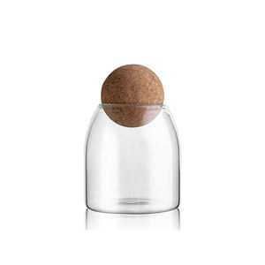 Most Popular Luxury 5oz 8oz 16oz Unique Cute Candle Borosilicate Glass Ball Candle Jars with Wood Cork <b>Lid</b> - Product Image 1