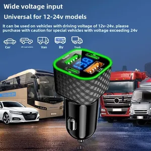 อะแดปเตอร์ชาร์จเร็ว 4 in 1 380W พร้อมจอแสดงผลดิจิตอล สำหรับชาร์จโทรศัพท์ในรถยนต์ ช่องเสียบ USB+Type-C - Product Image 3