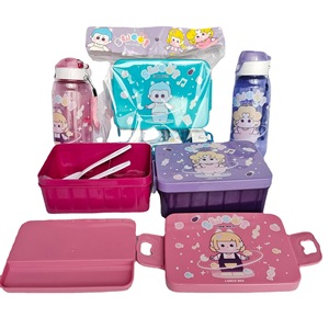 Nouvelle Tendance Vente en Gros Grande Capacité Forme Rectangulaire Plastique Mignon Enfants Boîte à Lunch et Gourde Scolaire Set avec <span class=keywords><strong>Couverts</strong></span> - Product Image 1