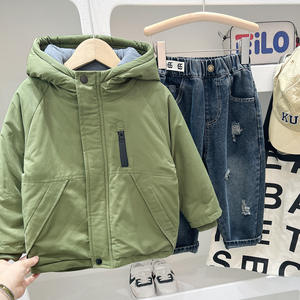 Veste d'hiver pour garçons, coupe-vent, en coton, avec fermeture éclair, rembourrage en <span class=keywords><strong>duvet</strong></span>, capuche épaisse, vêtements pour enfants, OEM ODM personnalisés - Product Image 4