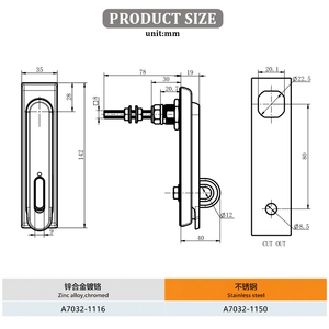 Zinc Alloy Anti-Theft <strong>Key</strong> Operated Swing Handle Electrical <strong>Panel</strong> Latch Lock 3 Point Box Padlockable 5 Year Warranty 18mm Backset - Product Image 2