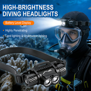 Lampe frontale <span class=keywords><strong>de</strong></span> plongée rechargeable 1400LM IP68 étanche, lampe torche LED pour la pêche <span class=keywords><strong>de</strong></span> nuit, la spéléologie et le <span class=keywords><strong>camping</strong></span>, utilisation en eau profonde jusqu'à 60M - Product Image 2