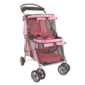 High Quality Double Pet Stroller Cat Dog Easy Walk Pet Trolley Carrier With Wheels