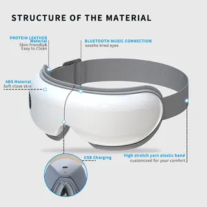 무선 눈 마사지 열 진동 원격 제어 압축 블루투스 음악 눈 사원 마사지 충전식