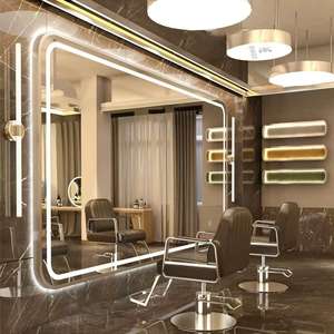 Modern tek taraflı aydınlatma LED berber aynası çevre dostu dikdörtgen cam duvara monte alüminyum çerçeve dokunmatik LED ayna - Product Image 2