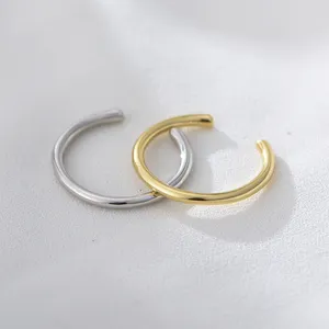 KR1603 Fashion Simple Opening Adjustable Ring Wholesale rhodium 14K gold plate 925 Sterling Silver plain ring jewelry For Women