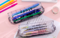 Sac à crayons Transparent en PVC, pochette à fermeture éclair, étui à stylos de rangement en plastique étanche